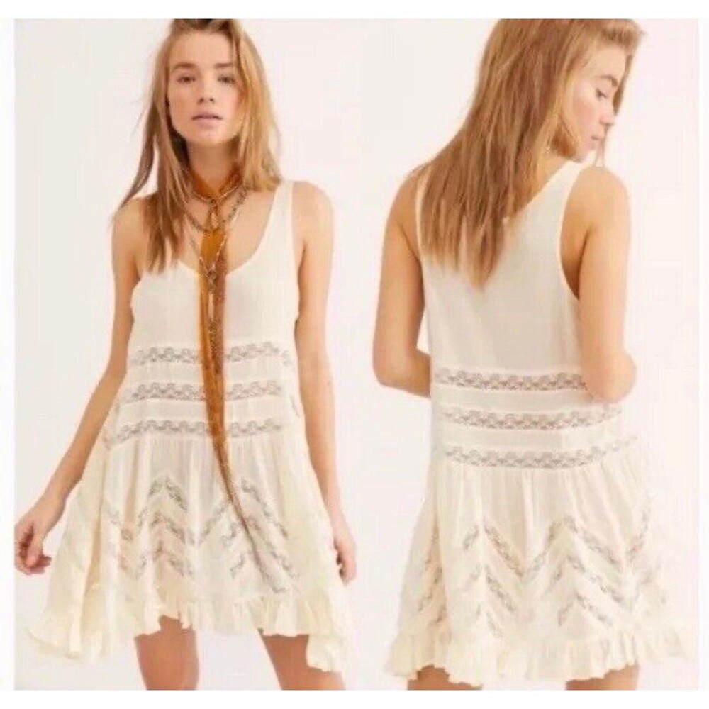 Free People White Trapeze Slip Dress